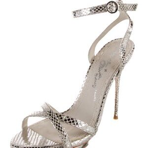 Alice & Olivia Silver snakeskin stilettos